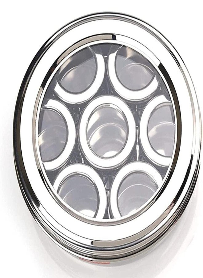 STEEPLE 7 IN 1 Spice Box Stainless Steel with See Through Lid | Masala Dabba Steel Masala Box For Kitchen Steel | Masala Dani For Kitchen See Through Lid (Size 12) Silver - Image 1